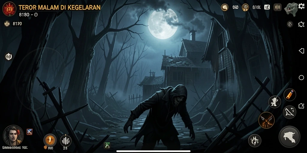 Screenshot gameplay 8180 yang menampilkan suasana Horror yang mencekam.