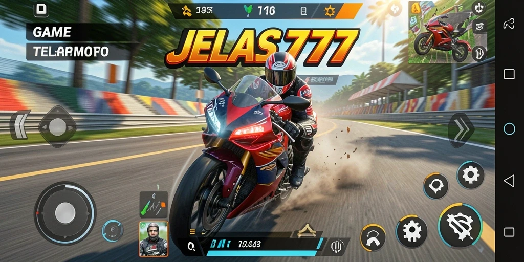 Screenshot gameplay JELAS777 menampilkan aksi balap motor yang mendebarkan.