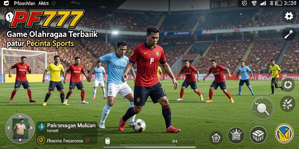 Screenshot utama gameplay PF777 menunjukkan serunya pertandingan olahraga.