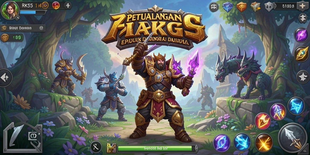 Tampilan gameplay ARPG RK55 yang mendebarkan dengan pertarungan seru.