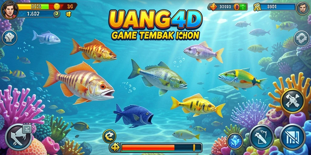 Gameplay UANG4D dengan aksi menembak ikan yang mengasyikkan.